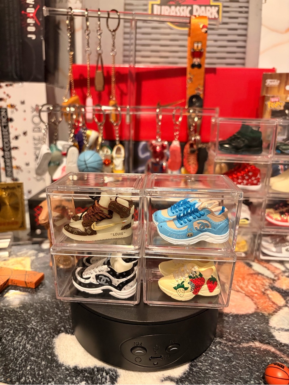 Mini Collectible Toy Sneakers Set - Blue, Brown, Black, Cream